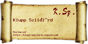 Klupp Szilárd névjegykártya